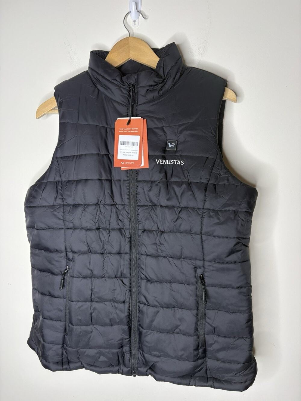 Venustas Womens Size L Heated Vest with Battery Lightweight Quilted Black NEW